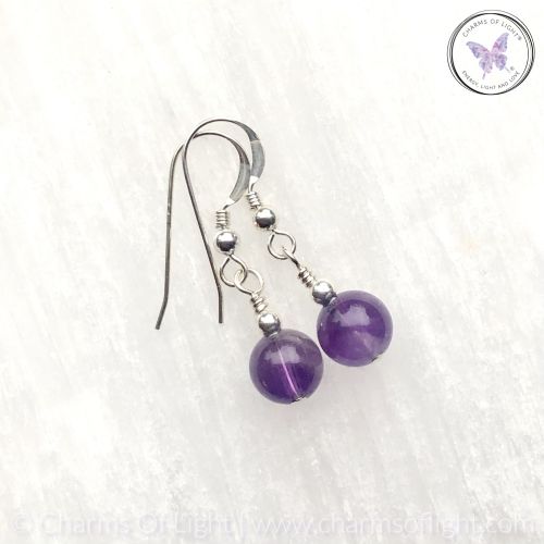 Classical Amethyst Silver Earrings